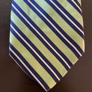 Brooks Brothers Green/Blue Irregualar Diagonal Stripe 100% Silk Tie